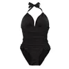 Frauen Badebekleidung Ein Stück Badeanzug Frauen solider Badeanzug Halter BodySuit Push Up Monokini Beachwear Plus Size Tankini