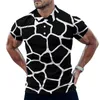 Men's Polos Black And White Giraffe Polo Shirt Animal Spots Print Casual Summer Cool T-Shirts Short Sleeve Collar Stylish Oversize Top