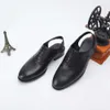 Ny sommarstil Black Men Leather Italian Handmade High Quality Men's Sandals 46A8 s