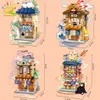 Blokkeert Huiqibao City Mini Japans Street View Noodle House Model Bouwsteen Diy Hot Spring Sushi Shop Building Block Childrens Toys WX
