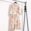 Bloemenprint zwarte maxi lange jurk dames v nek lange mouw vintage winterjurk elegante dames kantoorjurk Vestidos 210415