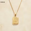 SOMMAR Vintage Love Gold color necklaces pendants for women men Letter k square card choker floating charms 240511