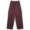 Women's Pants 2024 Summer In Multi Pocket Decorative Wide Leg Low Rise Loose Cargo Y2k Trousers Floor Mop