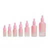 Al por mayor 10 ml 50 ml de 100 ml de gradiente rosa gotero botella de vidrio fino botella de aceite evasión de vidrio cosmético separado 240510