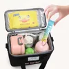 Cute Bear Lunch Bag Girls Insulated Canvas Cooler Handbag Aluminium Foil Thermal Food Box Family School Picnic Dinner Container 240430