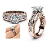 Wedding Rings 1 luxurious womens ring with a metal hollow inlay pattern and rose gold colored zircon couple ring. Bride engagement wedding jewelry Q240514