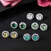 Düğün Mücevher Seti LXOEN YENİ Lüks Koreli 10 Renkli Yuvarlak Geometri Küpe Kolye Seti Moda Kadınlar Gelin Aksesuarları İçin Uygun