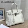 Handmade Handbag Women's Luxurys Handbag Leather High-sensitive Bag Himalayan White Crocodile Pattern Inlaid Diamond Bag Single Shoulder Messenger Bag Cy