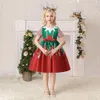 Julflickor 2023 Nya klänningar för barn Cartoon Tryckt Dance Performance Teanger Party Dress Baby Costume Clothing L2405