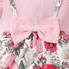 Girl's jurken Little Girl Pink Water Lily Print Color Matching Dress WX