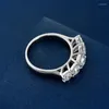Klusterringar 925 Sterling Silver Unique Rhodium Plated Victorian 5 Stone Zircon Anillo Ring For Women Sparkling Wed Party Fine Jewelry