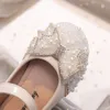 Autumn Fashion Pearl Bow Rhinestone Little Girl Flat Heels Kids Princess Shoes L2405 L2405