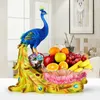 Plates Luxury Dessert Plate Fruit Holder Home Decor Resin Peacock Tray Dry Living Room Decoration Dishes