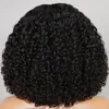 200% densitet Jerry Curly Spets Frontal Bob Wig Kort stil Mänsklig hår peruk Naturlig färg full ände 10-16 tum grossist snabb frakt
