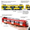 Diecast Model Cars Large scale simulated alloy train model of railway car city metal die-casting subway sound and light pulled back to car childrens toy boy gift B071 WX