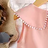 Nuova estate 4-7 anni senza maniche con colletto di bambole rosa per bambine abito da festa di compleanno coreano L2405