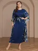 Ethnische Kleidung Dubai Blumendruck Abaya Muslim Frauen loser Maxi Kleid Arabische Robe Türkei Kaftan Eid Djellaba Islamische Jalabiya -Kleid Plus