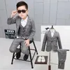 Suits School Boys Formal Wedding Party Suit Children Blazer Vest Pants 3PCS Clothing Sets Kids Performances Dance Dresses Prom Costume Y240516