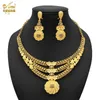 Ensemble de bijoux de mariage Indian Gilded Set pour femmes mariées africaines 24k collier d'oreille Dubaï Nigéria en gros