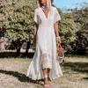 Parti Elbiseleri Vintage Nakış Dantel Kadın Balo Moda Kısa Kollu V Boyun Gelinlik Mizaç Vestidos De Novia