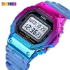 SKMEI Fashion Cool Girls Watches Electroplated Case Transparent Strap Lady Women Digital Wristwatch Shockproof reloj mujer 1622 210325 259Z