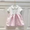 Klänningar ny tjej klänning kort ärm barn lapel rosa kjol storlek 90160 designer baby klänningar brev trycker barn frock jan20