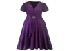 Robes élégantes pour femmes bon marché plus robes de taille moyenne de la taille moyenne f0638 couleurs noires violettes avec bouton de taille1651172