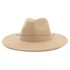 Wide Brim Hats Bucket 9.5 Cm Big Jazz Fedora Men Suede Fabric Heart Top Felt Cap Women Luxury Designer Brand Party Green Fascinator Dr Otetk