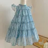 Robes de fille 2-8 ans Princess Girls Dress Summer Tulle Bow Decoration Party for Kids Birthday Prom Robe