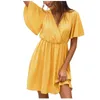 Basic Casual Dresses Women Vintage Ruffles Slve Dresses Summer Polka Dot Printed V-Neck Sexy Mini Dress Ladies Casual Beach Party Dresses Y240515