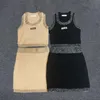 Femmes tanks tricotés jupe contraste couleur débardeur