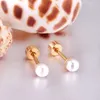 Ohrringe aus Edelstahl aus Edelstahl 8 mm weißer Perle Schraubenschuh Ohrringe geeignet für Frauen Mädchen Mini 20G Perforierte Schläfer und modische Trags Ohrringe J240513