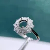 Cluster ringen meibapj 6 mm ronde steen 925 sterling zilveren mode bloem zirkoon ring instelling diy lege houder voor vrouwen fijne charme sieraden