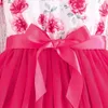 Robe enfants 2 à 7 ans mode mignon floral à volants à volants à manches tulles princesse robes formelles ootd pour bébé fille l2405