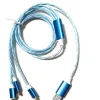 3 in 1 kabels 1,2 m LED stromende lichttype C Micro USB -kabel Snellaadlijn voor Xiaomi Samsung Huawei -telefoons HTC