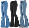 Plus maten XS-4XL dames jeans mid taille veter jeans ontwerper stretch jeans dames flarden pants 3 col 703