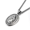 Colliers de pendentif bijoux Vierge Mary Ovale Collier 3D Collier Sier Couleur avec chaîne d'acier Christian Relius Accessories Wholesale Co Dhj1y