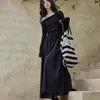 Arbetsklänningar kvinnor sätter fransk snedstreck lång ärm toppar elegant casual lady snörning mode bekväm streetwear harajuku mjuk