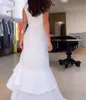 Ronde nek avondjurk lang een lijn formele jurk elegante witte chiffon formele feest prom jurk voor vrouwen