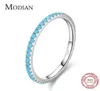 Modian 100 925 Sterling Silver Classic Exquisite Circle Turquoise Charm Stapelbare vingerring voor vrouwen Trendy Fine Jewelry 210611822047