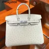 Ostrich Handbags Leather Handmade Wax Thread Bag for Women Overseas Genuine Pure Skin Small Size 2530 Handbag