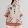 Ethnische Kleidung chinesische traditionelle Stiltops Baumwollwäsche lose Blusen Cheongsam Vintage Buckle Hanfu Hemden Tang Anzüge Qipao Kleid Z75