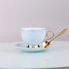 Tazze di tazze da caffè e tazze da caffè espresso in ceramica con cucchiaio a piastra set di acqua di alta tè in marmo a casa latte per colazione