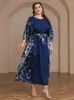 Ethnische Kleidung Dubai Blumendruck Abaya Muslim Frauen loser Maxi Kleid Arabische Robe Türkei Kaftan Eid Djellaba Islamische Jalabiya -Kleid Plus