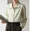 Blouses pour femmes Qoerlin Quality Business Top Casual Top Summer Long Sheve Butt Up Shirt Town-Down Collar Murffon Winkle Tops Free