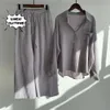 2024 Sommer neuer Trend Baumwoll- und Leinenhemdanzug hoher Taille Lose Hosen elegante Sets zweiteilige Set für Frauen