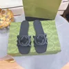 Designer Sandals Women Interlocking G Slides Rubber Slippers Ladies Flat Beach Orange Summer Fall Mules Outdoor Waterproof Luxury