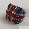 Cluster Ringe Royal FL Strassstein UK Flagge Ring Dia1.7 cm 1,8 cm für Frauen Abendparty Zartes Jubiläumsgeschenk -Tropfen Lieferung Schmuck Dhlyf