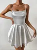 Stunning White Sensation: Sexy European-American Spaghetti Strap Backless Asymmetrical Mini Dress