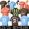 24 25ハーランドサッカージャージ2024 de Bruyne Phillips Mans Cities Grealish Ferran Mahrez Foden Bernardo Ederson M. Football Shirt Adult Adult Kids Socks Goalkeeper